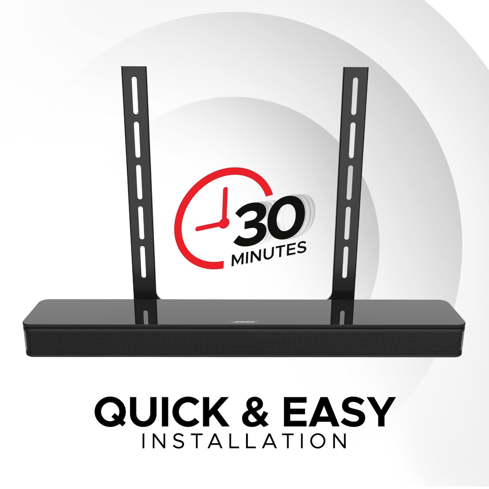 Sound Bass Universal Under TV Mount, Black, Compatible with Bose Smart Soundbar 300/500/550/600/700/900/Ultra, TV Speaker, Soundtouch 300 - Invisible Once Fitted, Fast & Easy Way to Mount Your Sound Bar