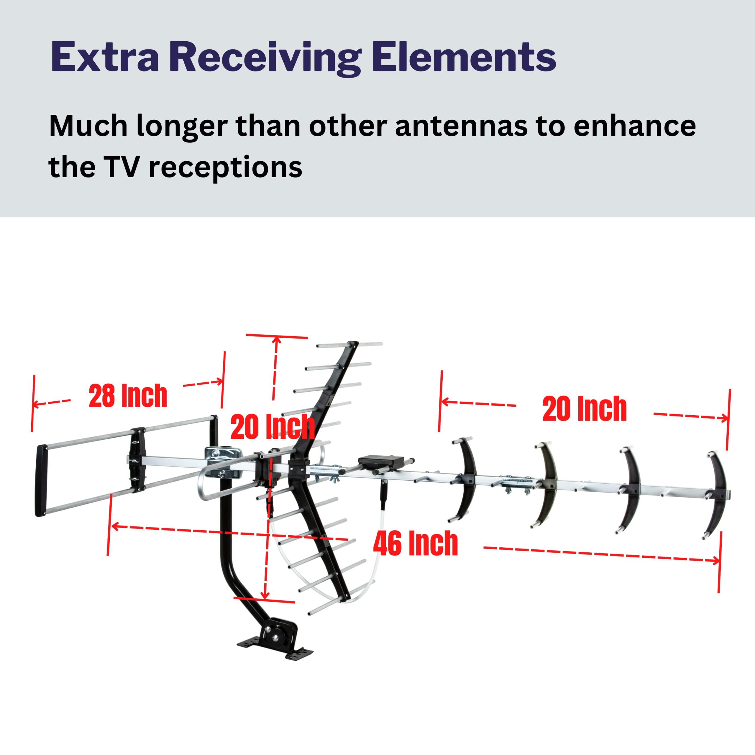 Five Star Five Star Outdoor HDTV Antenna up to 200 Mile Long Range, Attic or Roof Mount TV Antenna, Long Range Digital OTA AntennaATSC 3.0 Ready for 4K 1080P VHF UHF with Mounting Pole
