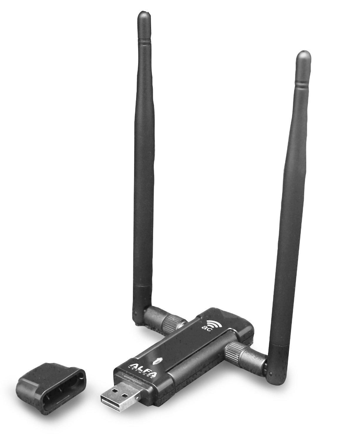 ALFA Network ALFA Network AWUS036AC Long-Range Wide-Coverage Dual-Band AC1200 USB Wireless Wi-Fi Adapter w/ High-Sensitivity External Antenna - Windows, MacOS & Kali Linux Supported