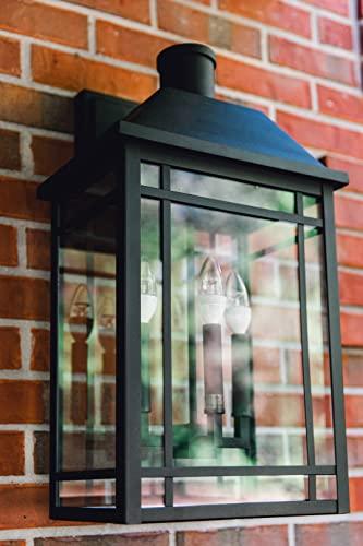 Capital Lighting Fixture Company Capital Lighting 927131BK Braden Clear Glass Outdoor Wall Sconce, 3-Light 180 Total Watts, 23\" H x 13\" W, Black