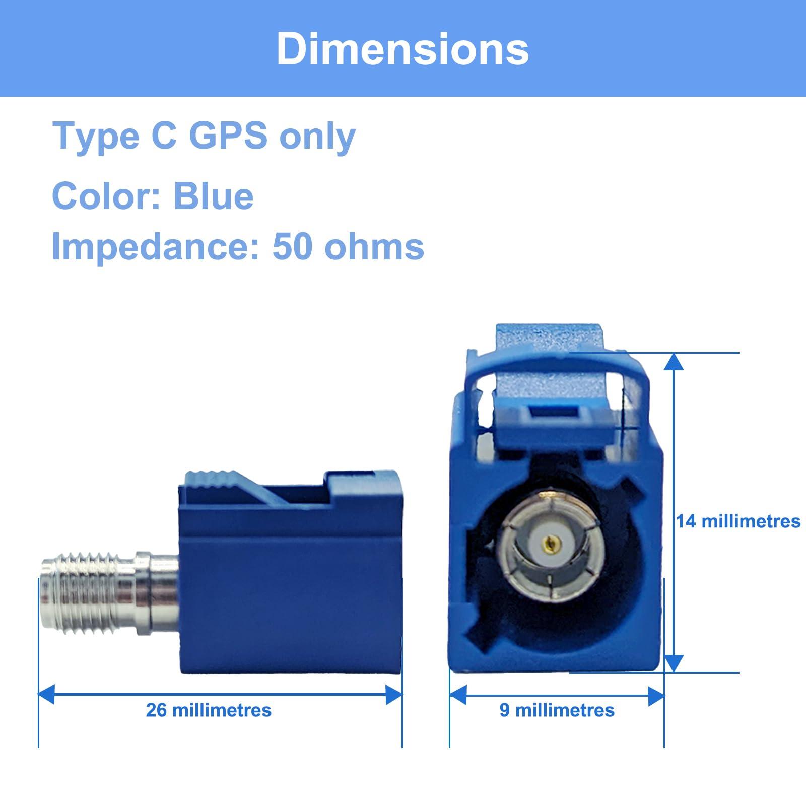 Maswell Maswell Fakra C Female to SMA Female Interseries Adapter Blue Universal Compatibility for GPS Multi-Function Antennas Automotive Antenna Signal Adapter