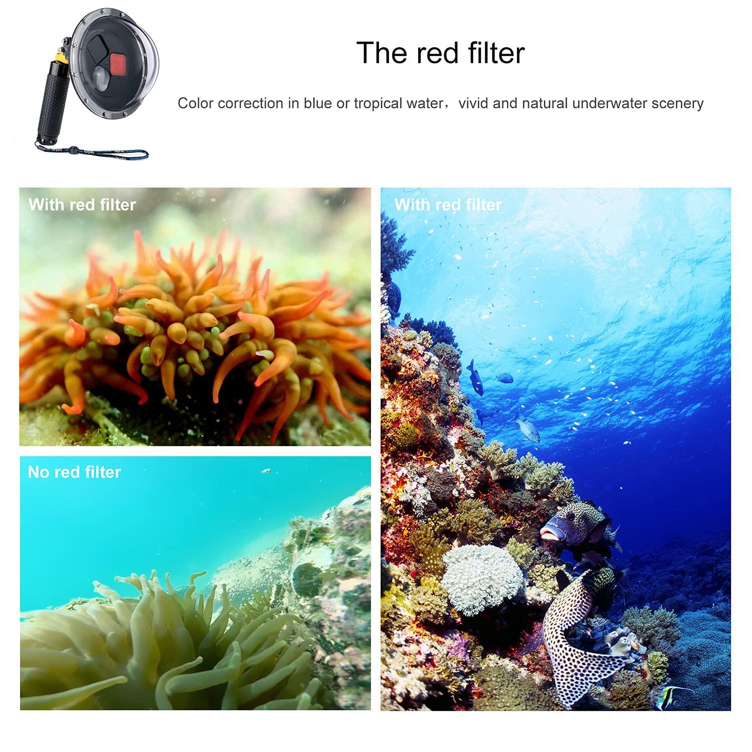 YALLSAME YALLSAME Waterproof Dome Port for GoPro Hero 13 12 11 10 9 Black with Built-in Switchable Filters, Floating Hand Grip, Trigger, Dive Snorkeling Underwater Dome Housing for GoPro 9 10 11 12 13 Black