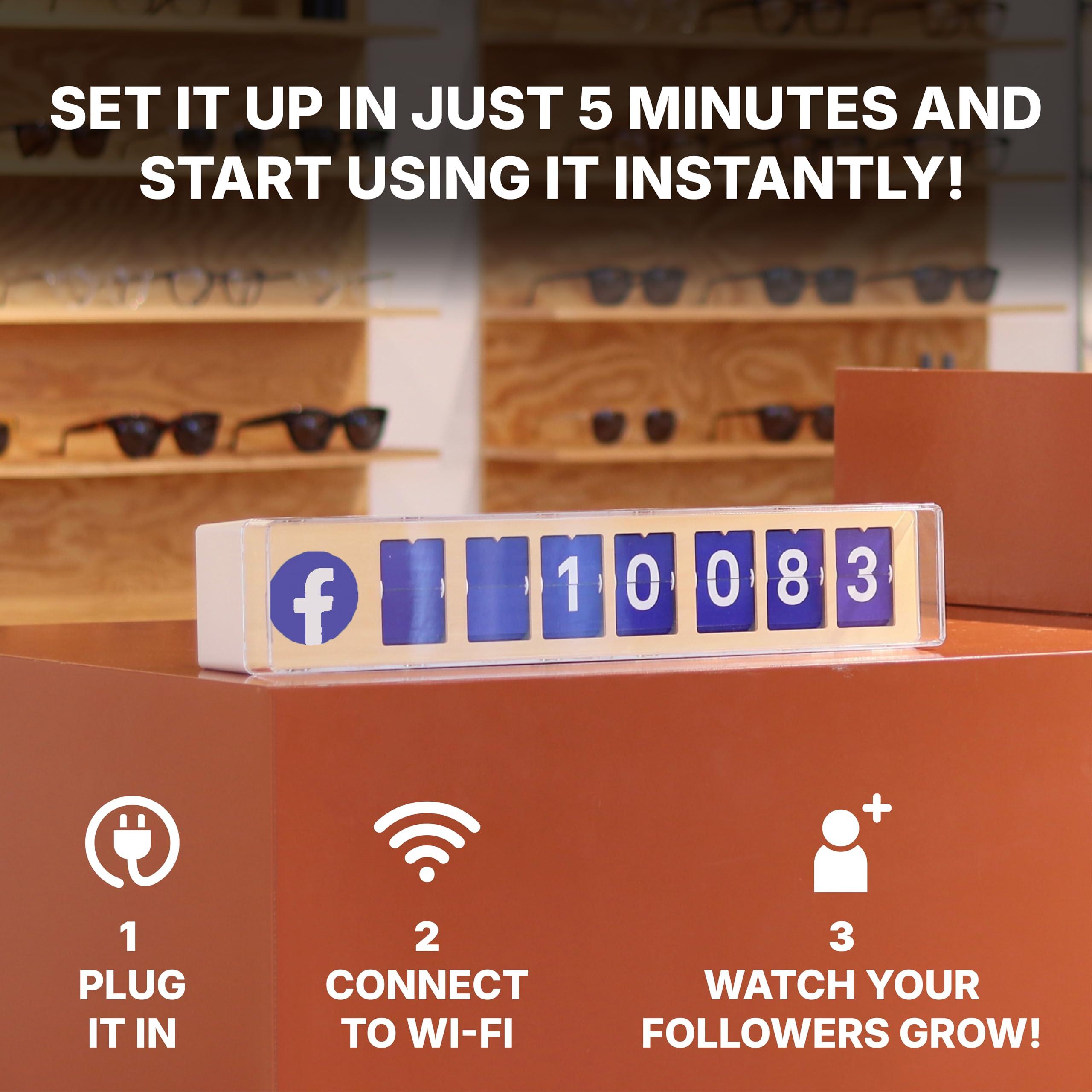 Smiirl Smiirl - Instagram Follower Counter - Physical Device Connected to Your Business Social Networks in Real Time - Interactive Display - Awareness and Loyalty Booster - Wi-Fi & Hotspot (Blue, 7 Digits)