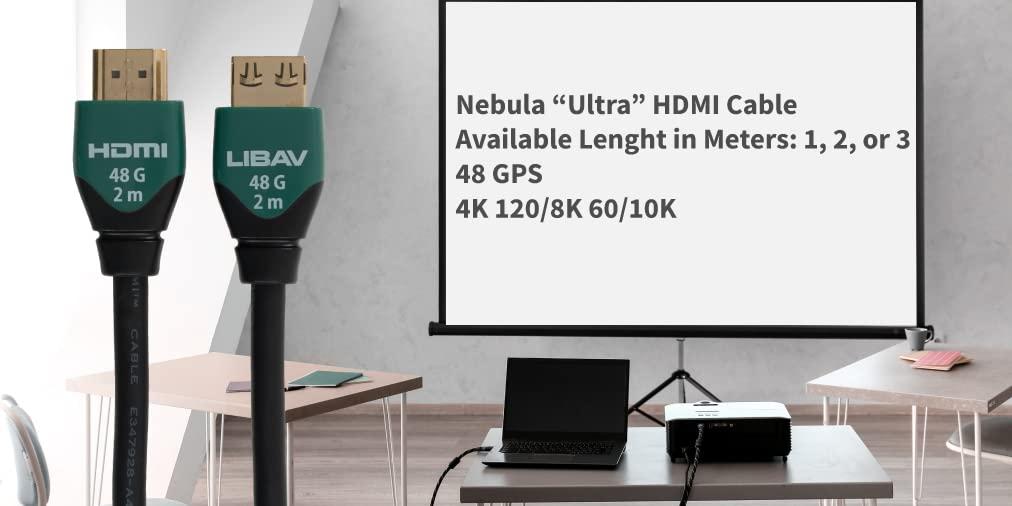 Liberty AV Solutions Liberty's Ultra Series Nebula with Ethernet 48G HDMI Cable 4K, 8K, and 10K Resolutions 1.0 Meter (3 Feet) Cable Length.Laptop, PC, Gaming, Projector, Monitor