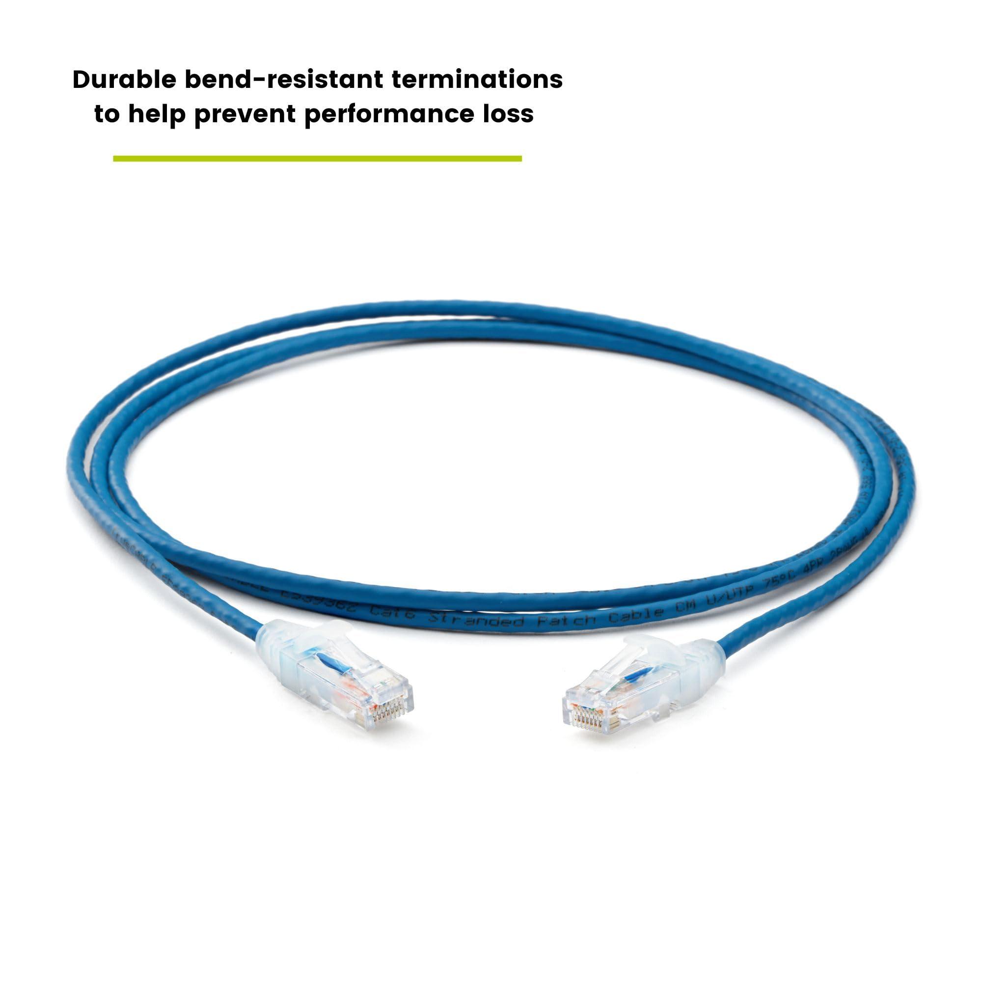 TRUE CABLE trueCABLE Cat6 Component Rated Patch Cable, Unshielded U/UTP, CM Rated, UL Listed, PoE++, 28AWG 4/PR, Blue, 5ft, 1 Pack