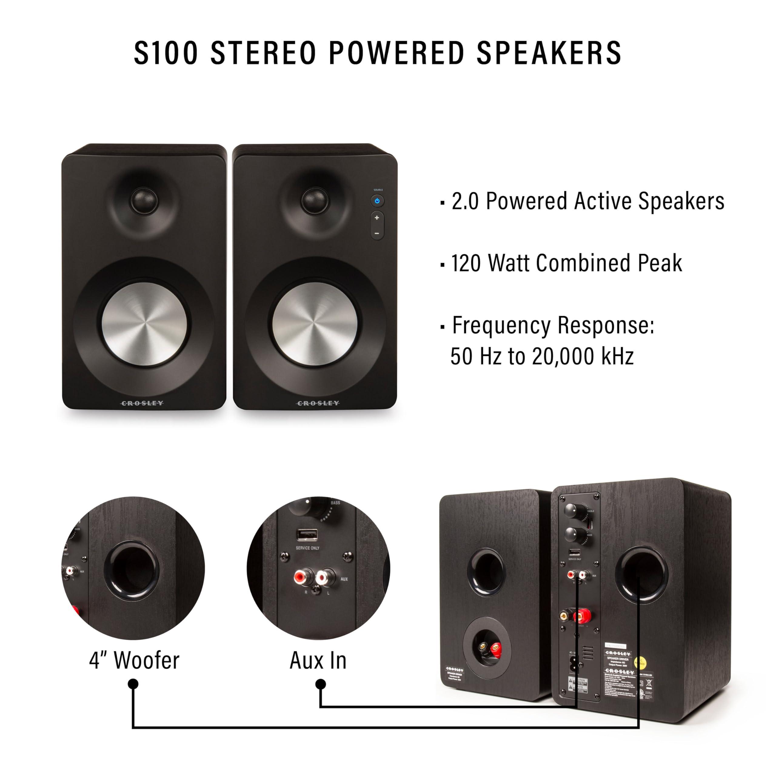 Crosley Crosley T400D-WH Fully Automatic Bluetooth 2-Speed Turntable Record Player with S100A Stereo Speakers, White