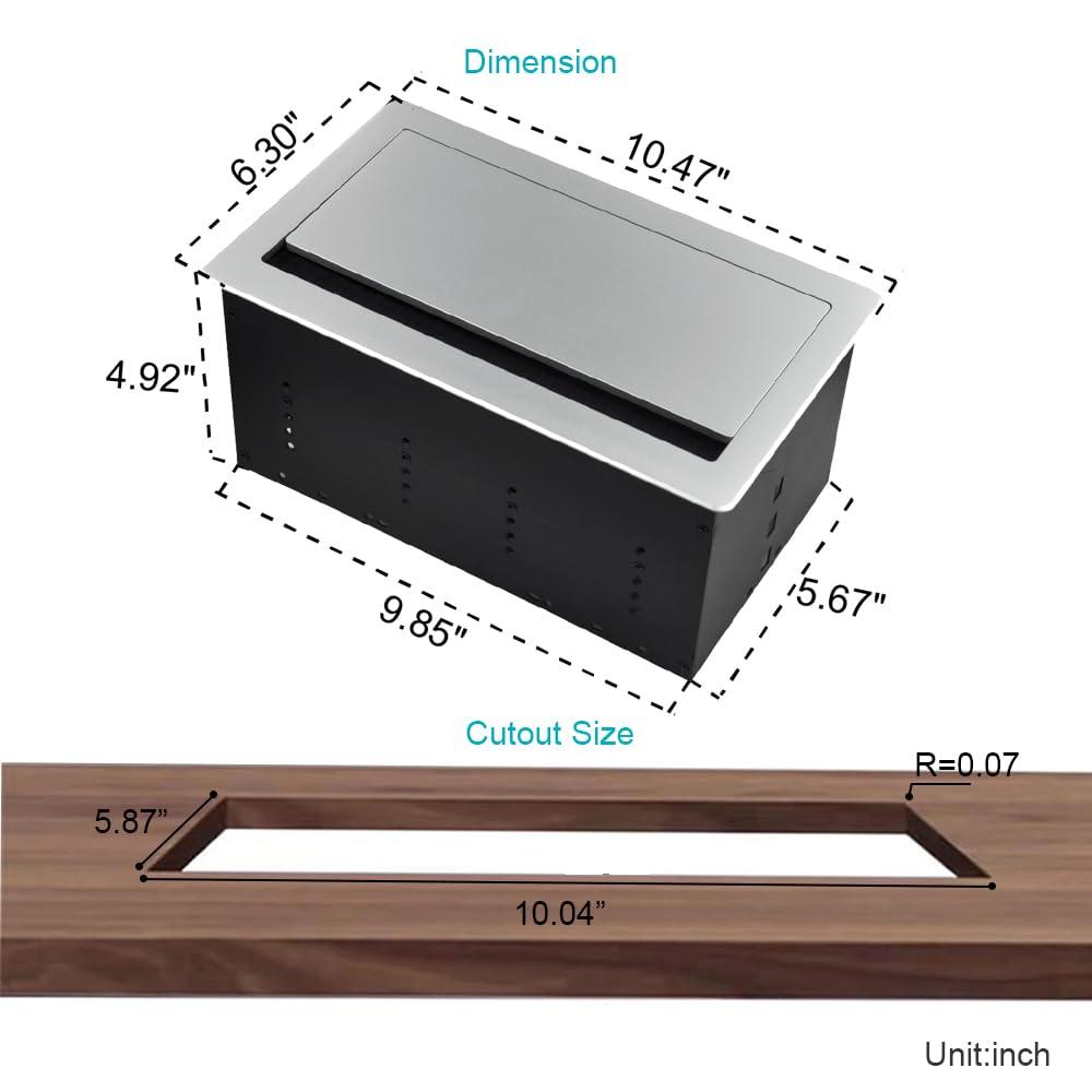 JS VI DEO JS TECHNOLOGY Conference Table Power hub Conference Table connectivity Box recessed Outlet Desk Outlet recessed Power Strip USB-c 65Woutlet Plug with USB Ports countertop Outlet Socket (Silver)
