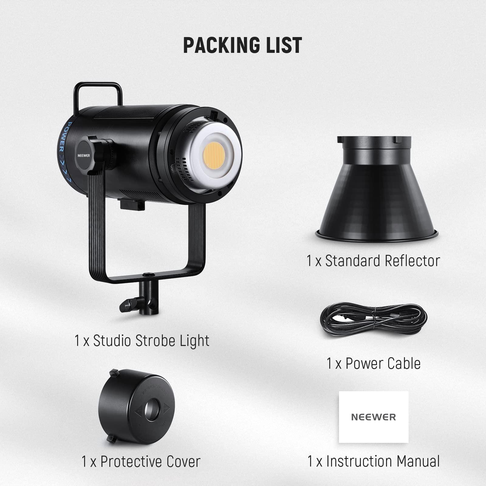 Neewer NEEWER CB200B 210W LED Video Light with 2.4G/APP Remote Control, All Metal Bi Color COB Continuous Output Lighting with Bowens Mount 90000Lux/1m 2700K-6500K CRI/TLCI97+ 12 Effects for Video Recording