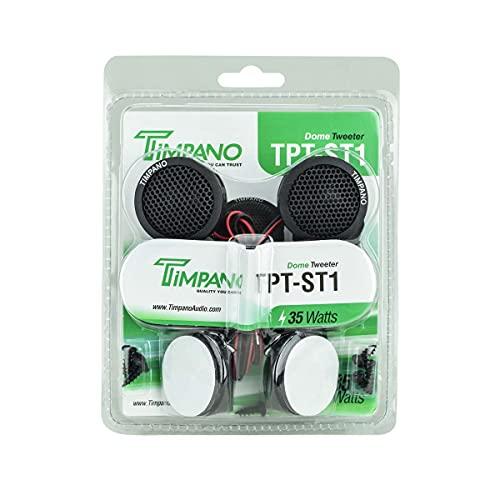 Timpano Timpano TPT-ST1 Dome Tweeter, 1 Inch Tweeter Set for Car Audio, Angle or Surface Mount Tweeters, 4 Ohm Soft Dome 150 Watts Max Power Tweeter for Pro Car Audio (Pair)