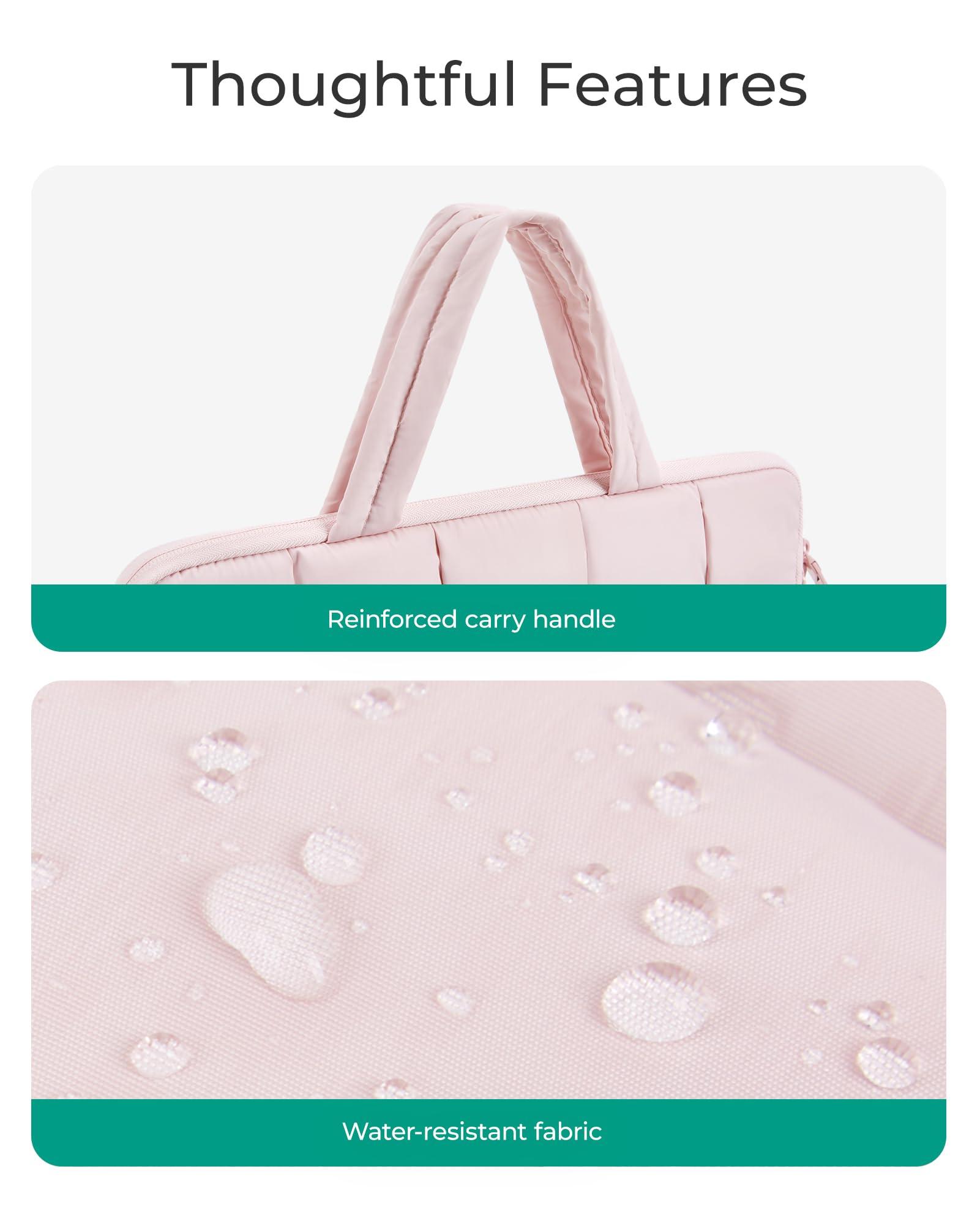 BAGSMART BAGSMART 13-14 Inch Laptop Case, Portable Puffy Laptop Sleeve with Handle, Compatible with MacBook Air/Pro 13.3 13.6 Inch M4 M3 M2 M1, Computer Sleeve Fitted with Dell,HP, Beige