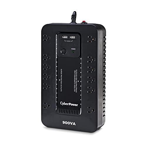 CyberPower CyberPower ST900U Standby UPS System, 900VA/500W, 12 Outlets, 2 USB Charging Ports, Compact, Black