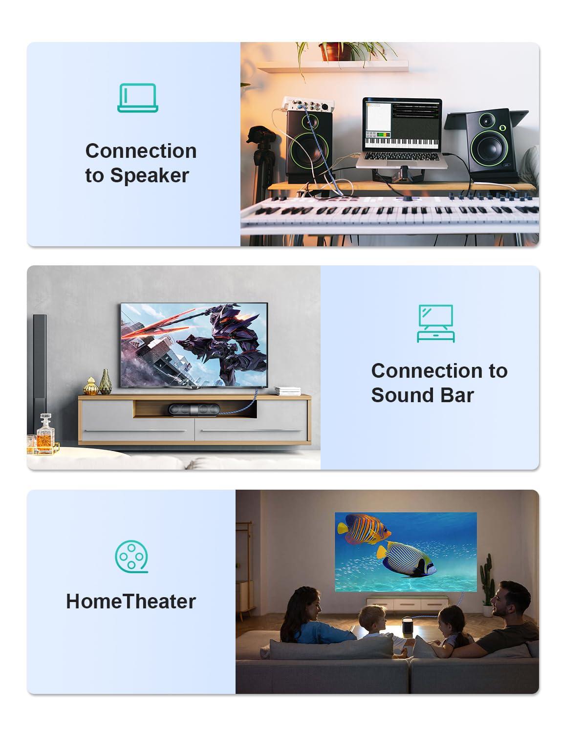 EMK EMK 90 Degree Subwoofer Cable, RCA Cable Male to Male Digital Coaxial Audio Cable for Subwoofer, TV, Sound Bars, Amplifier,Speaker and More-Blue (90 Degree to 90 Degree(1 Pack), 10FT/3M)