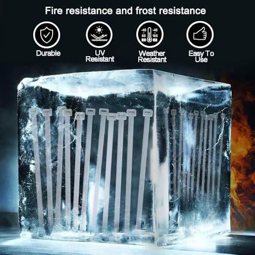 PLWCAMI White Zip Ties 8 Inch (1000 pack) Heavy Duty Self Locking clear Zipties Tensile Strength 40 Pound Clear Industrial 8\" Cable Ties Wraps for Home Office Garden Fence Garage indoor outdoor
