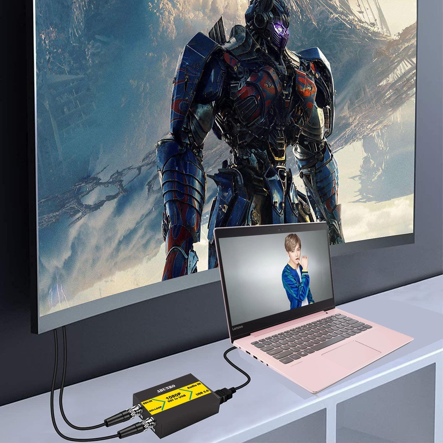 ABUNRO SDI to USB 3.0 Video Capture Device with HDMI Loopout, SDI Capture Card for Game Streaming Video Recording for Windows, Linux, OS