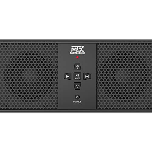 MTX MTX Mud Series Universal Weatherproof 6 Speaker ATV UTV Motorcycle Boat Bluetooth Sound Bar w/ 3.5mm Aux Input and Output, and Mounting Clamps, Black