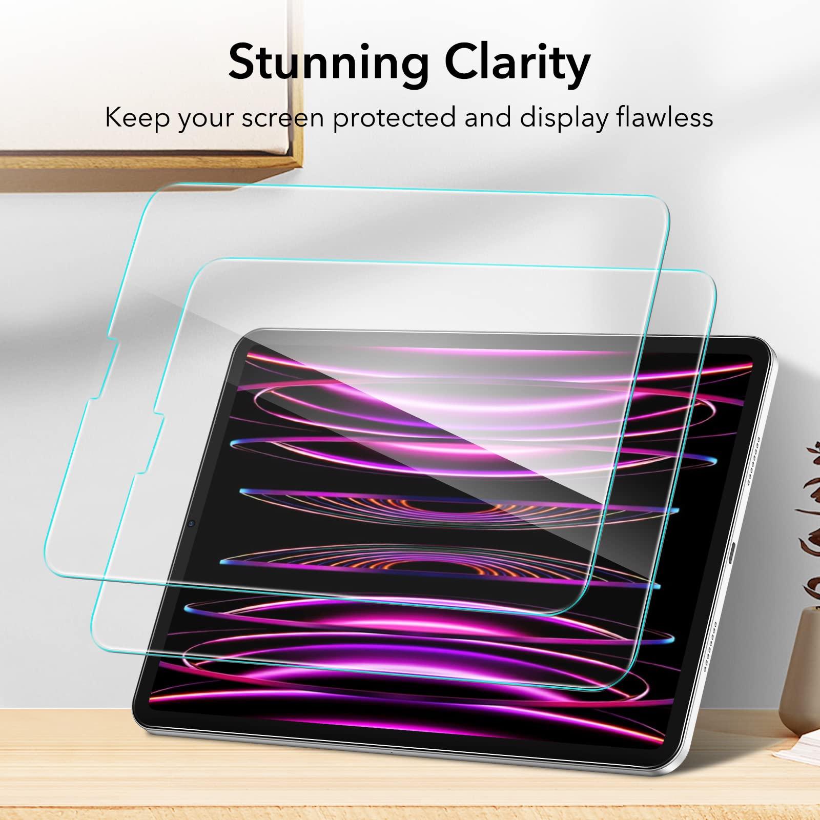 ESR ESR 2 Pack Screen Protector for iPad Pro 12.9 (2022/2021/2020/2018, 6th/5th/4th/3rd Generation), Tempered-Glass Film with Alignment Frame, Anti-Scratch, Face ID & Apple Pencil Compatible, HD Clarity