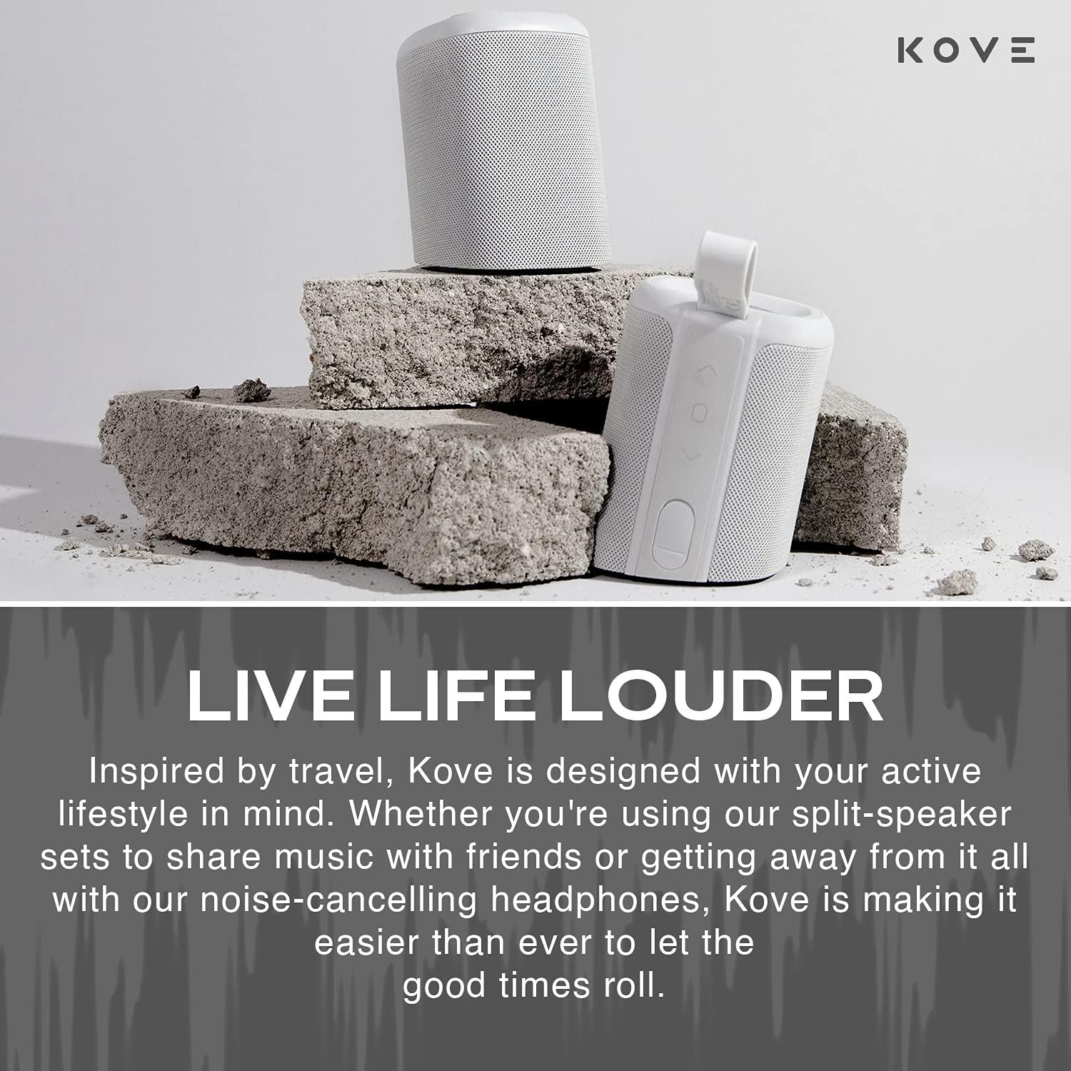 KOVE KOVE Commuter 2 Portable Speaker - Concrete Bluetooth Speakers, Wireless with HD Louder Volume, Deep Bass Subwoofer, Microphone, IPX7 Water Resistant - Perfect Boom Box for Home, Outdoor or Travel