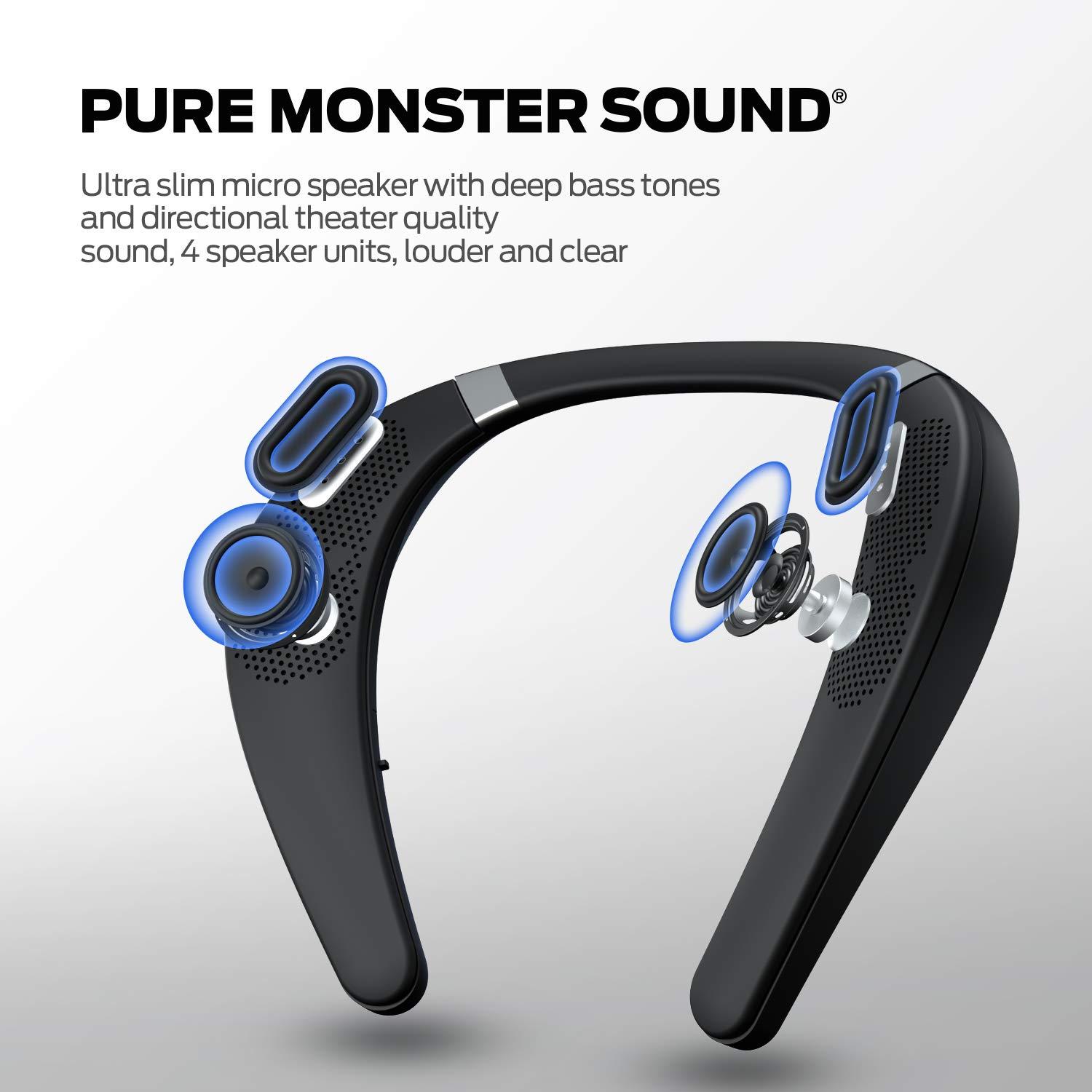 Monster Monster Boomerang Neckband Bluetooth Speaker, Neck Speaker Bluetooth Wireless, Wearable Speaker with 12H Playtime, True 3D Stereo Sound, Portable Soundwear, IPX7 Waterproof, for Home Sport Outdoor