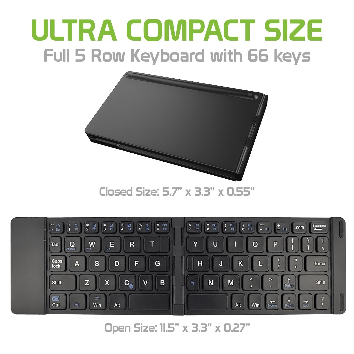 Cellet Portable Wireless Keyboard with Phone Holder Stand - Folding Keyboard Compatible to iPhones, iPad, Samsung Galaxy, Google Pixel, Moto, Smartphone and Tablets