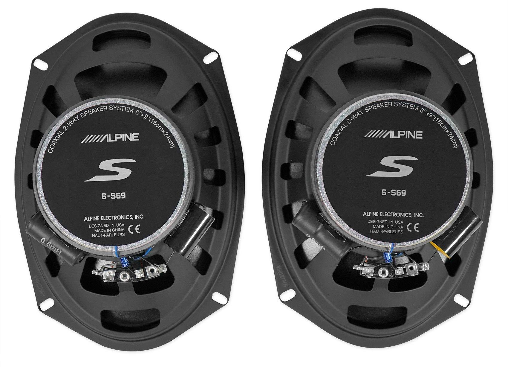 Alpine Pair Alpine S-S69 260 Watt 6x9 Coaxial 2-Way Car Audio Speakers Bundle with METRA 72-7800 Speaker Connector Harness Compatible with 1999-2000 Honda Civic