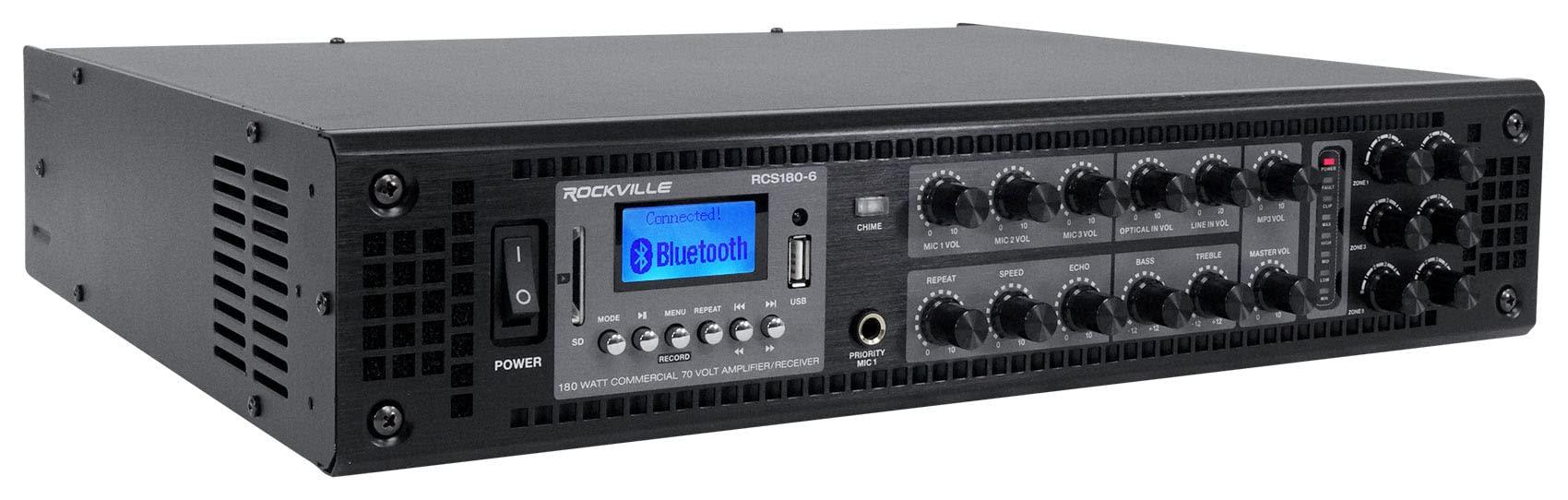 Rockville Home Audio System+8 5.25\" Black Ceiling Speakers 4 Bedroom/Living Room/Bathroom