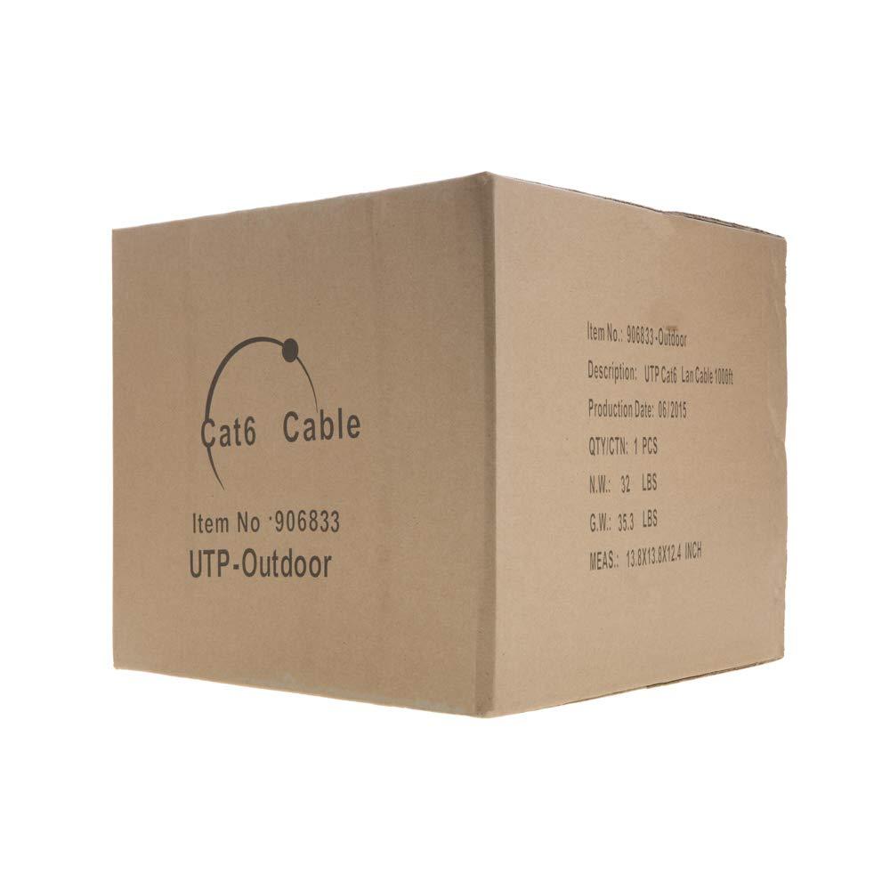 Cables Direct Online Cables Direct Online CAT6 1000ft Outdoor 23 AWG 550MHz Ethernet Cable UTP Copper Clad Aluminum Bulk Wire Solid Direct Burial UV
