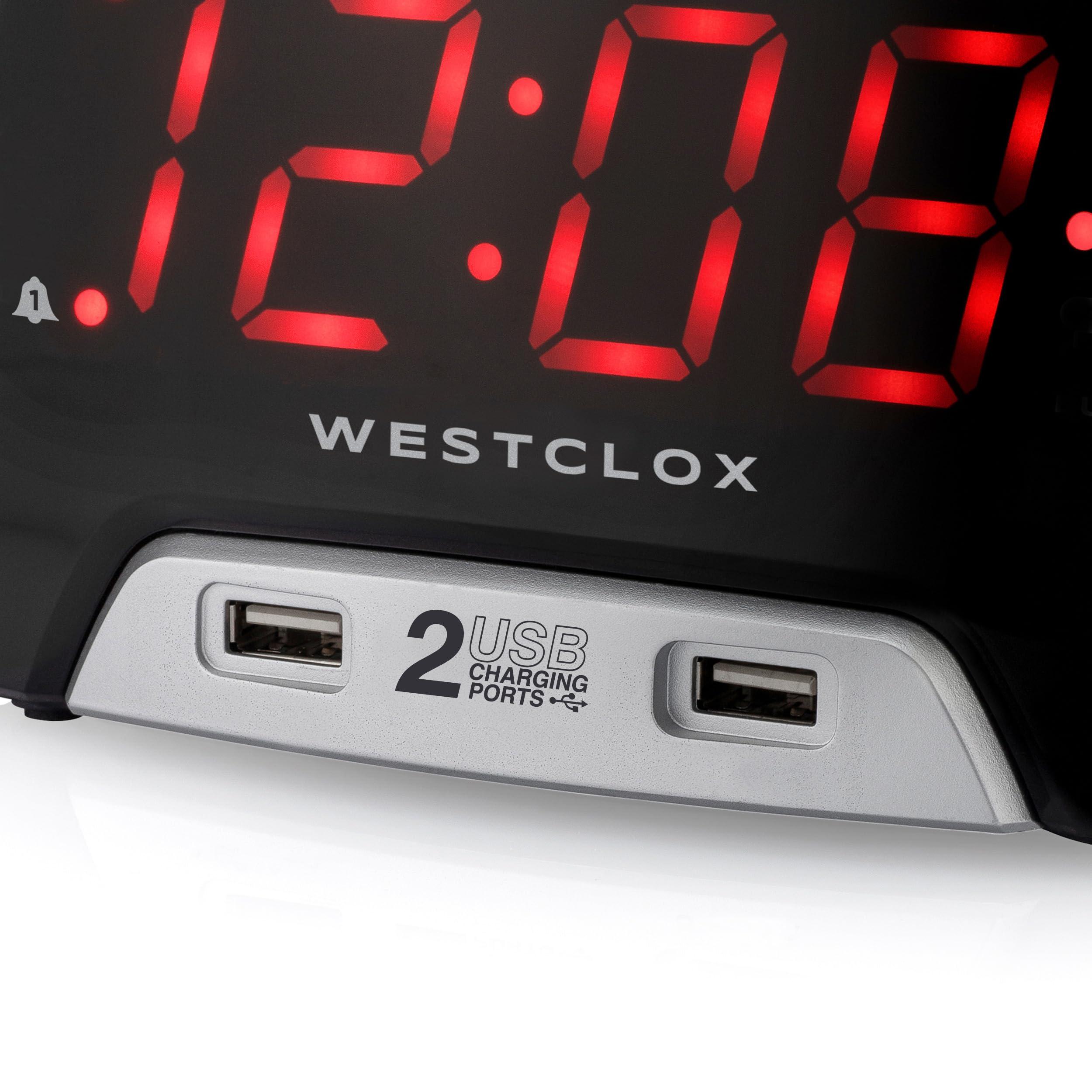 Westclox Westclox Basic Large 1.4 red LED Digital FM Clock Radio 2 USB Charging Port with Fast Charge for Bedroom, Home or Office Model# 80227WM