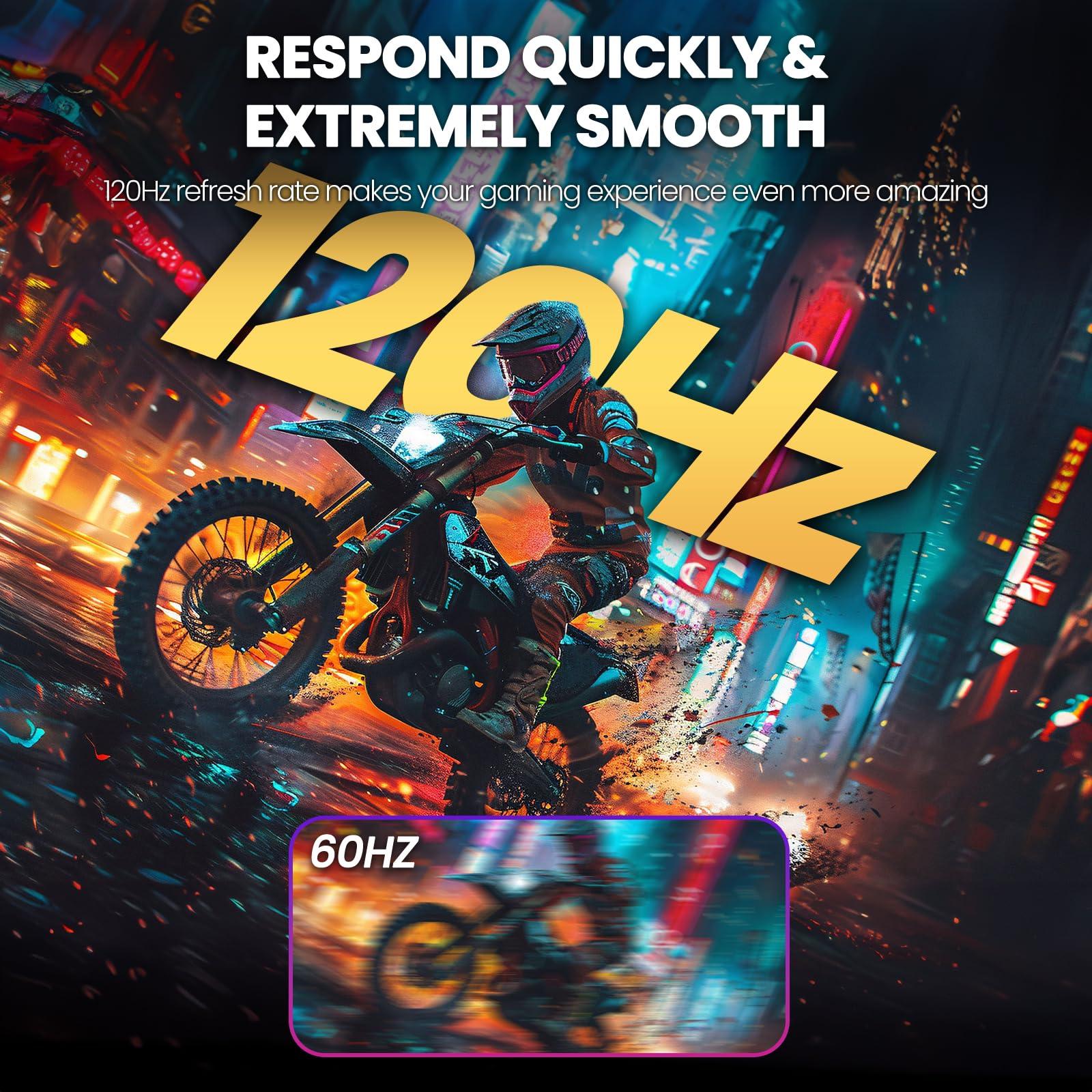 CRUA CRUA 27 Inch Gaming Monitor, QHD 1440P 120Hz IPS Computer Monitor, 99% sRGB, AMD Freesync, HDMI 2.0 & Displayport 1.2, Low Blue Light, Support Wall Mountable Installs/Tilt Adjustable-Black