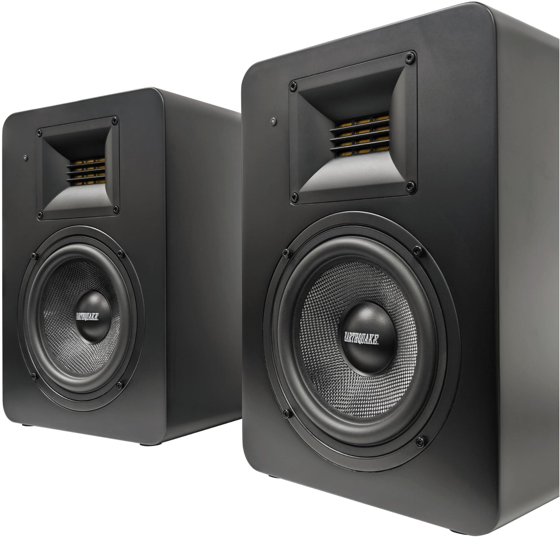 EARTHQUAKE EARTHQUAKE SM6BT 6.5-inch Professional Studio Monitor Speaker Pair with 2-inch Ribbon Tweeter and Bluetooth Wireless v5.3 for Music Production and Mixing, 130W 2-Way, Matte Black