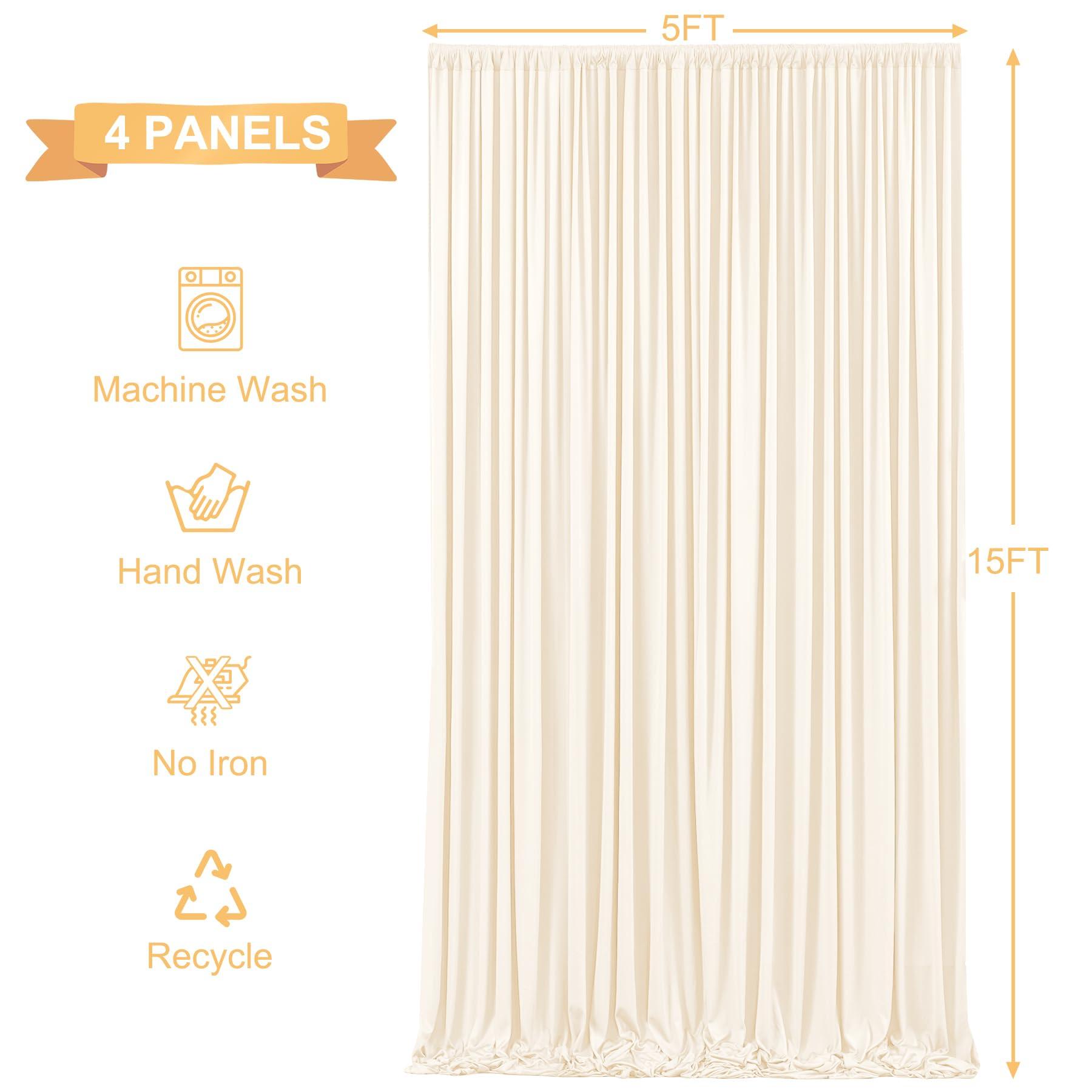 Tao-Ge 20ft x 15ft Champagne Wrinkle Free Backdrop Curtains for Wedding Party Backdrops Curtain Drapes Fabric Decorations Photo Back Drop Cloth for Baby Shower Photography Stage Reception