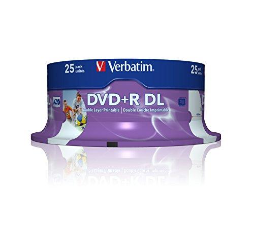 Verbatim Verbatim 43667 8.5GB 8X Double Layer DVD+R Inkjet Printable - 25 Pack Spindle