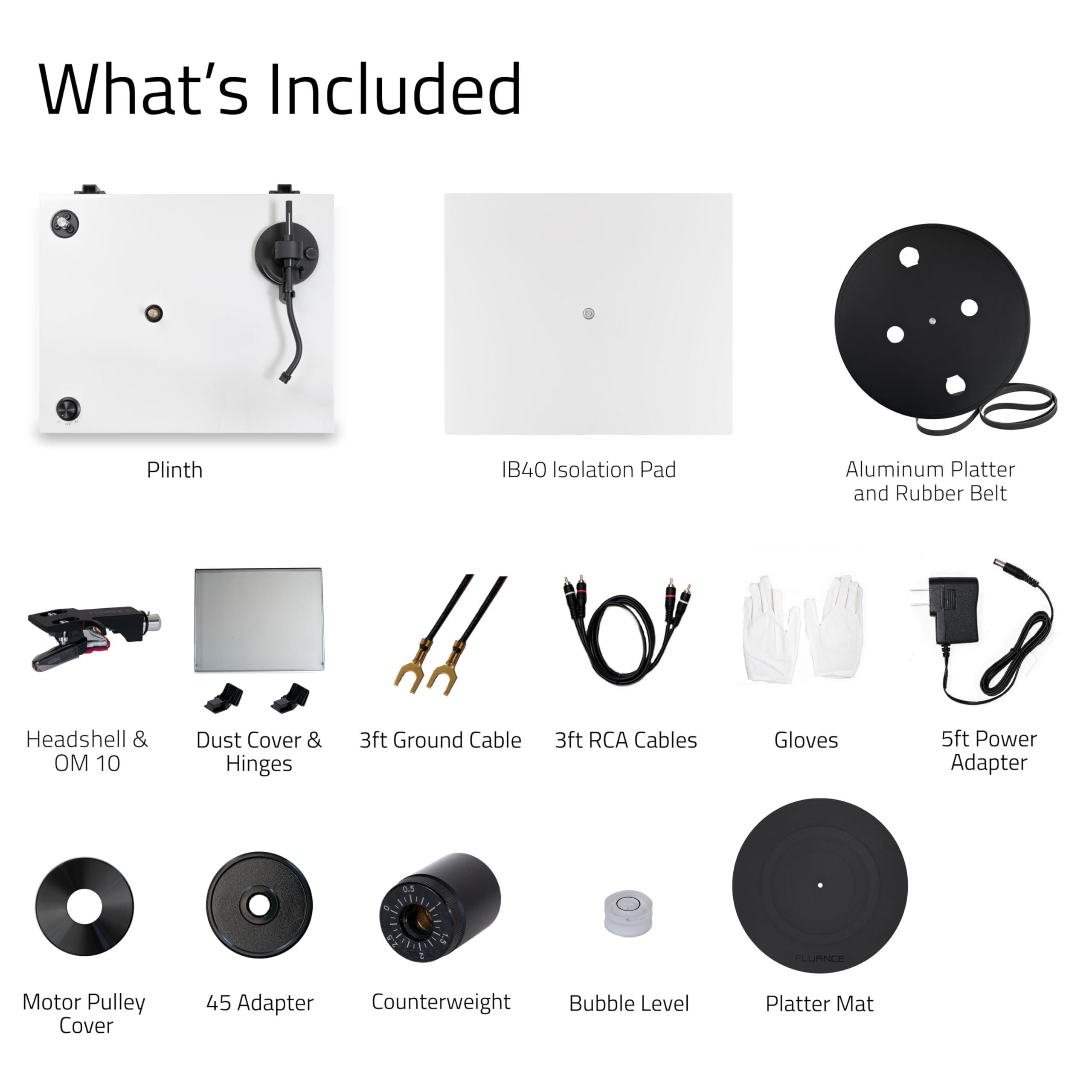 Fluance Fluance RT82 Reference High Fidelity Vinyl Turntable Record Player with Ortofon OM10 Cartridge and Anti-Vibration Wood Isolation Base - Piano White