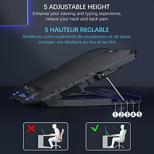 TopMate TopMate C5 12-15.6 inch Gaming Laptop Cooler Cooling Pad | 5 Quiet Fans and LCD Screen | 2500RPM Strong Wind Designed for Gamers and Office