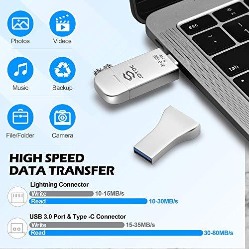 JSL JDTDC 256GB Apple MFi Certified iPhone-Photo-Stick, 3 in 1 USB C Photo-Stick-for-iPhone-Flash-Drive iPhone Memory-Stick Thumb Drives iPhone Backup Memory Stick for iPhone 16 15 14 13 12 iPad Android PC