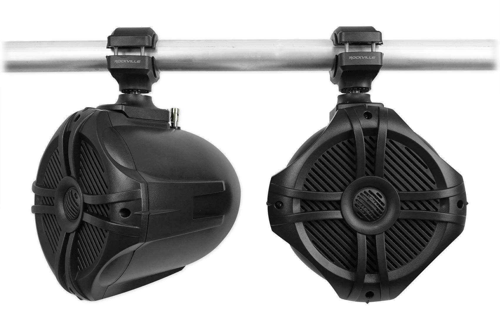 Rockville Rockville (2) RWB70B Black 6.5" Marine Wakeboard Swivel Tower Speakers+Receiver