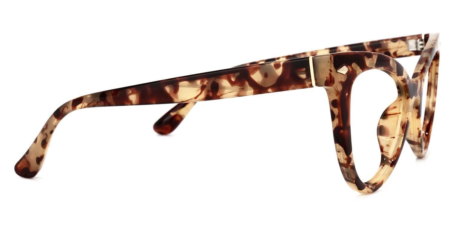 VOOGLAM VOOGLAM Cat Eye Non Prescription Glasses with HD Clear Lenses for Women in Amber TR90 Frame Maite OP02131