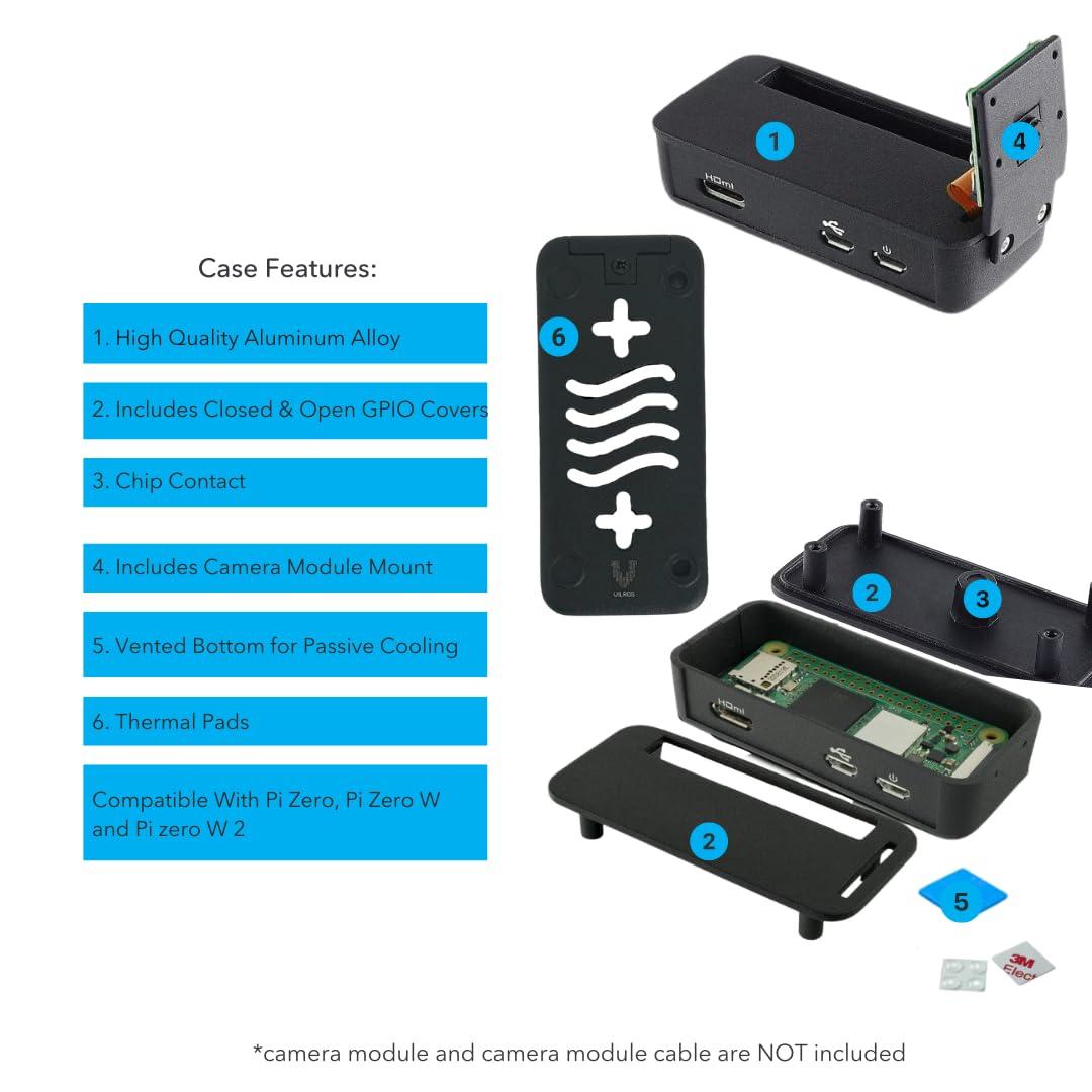 Vilros Raspberry Pi Zero W Basic Starter Kit- Black Case Edition-Includes Pi Zero W -Power Supply & Premium Black Case