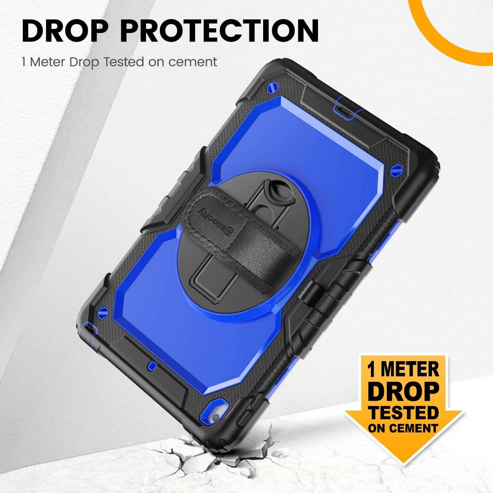 timecity Timecity Case for iPad 9th/ 8th/ 7th Generation 10.2 inch (Case for iPad 9/8/ 7 Gen): with Strong Protection, Screen Protector, Hand/Shoulder Strap, Rotating Stand, Pencil Holder - Dark Blue