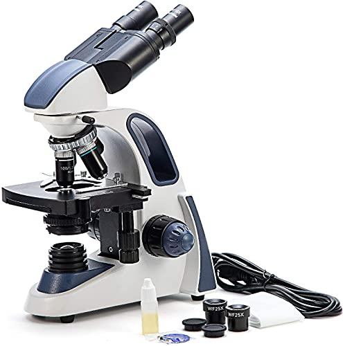 SWIFT SWIFT SW380B 40X-2500X Magnification, Siedentopf Head, Research-Grade Binocular Compound Lab Microscope with Wide-Field 10X and 25X Eyepieces, Mechanical Stage, Ultra-Precise Focusing