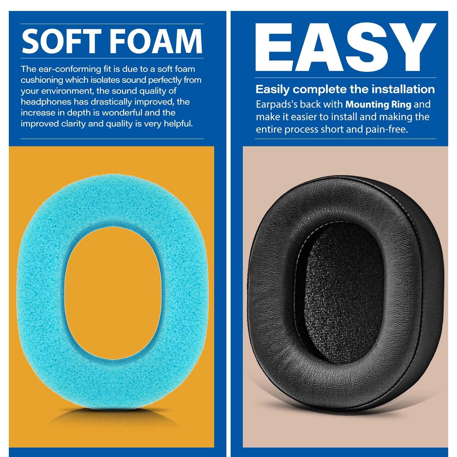 TRANSTEK ATH M70X Ear Pads - TRANSTEK Replacement Ear Cushion Compatible with ATH-M70X Headphones I Thicker Memory Foam (Protein Leather)