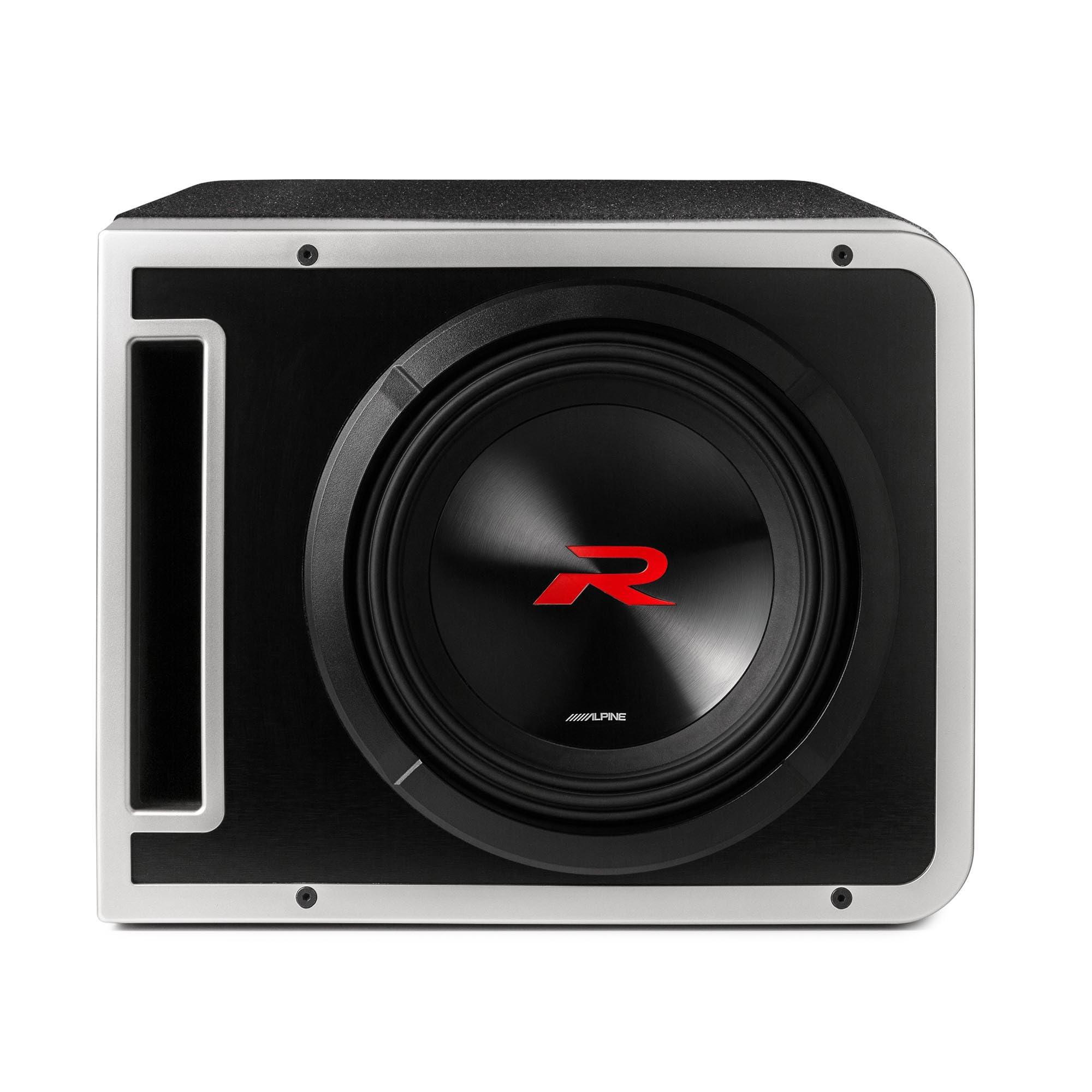 Alpine Alpine (2) R2-SB10V 10-inch R-Series Halo Preloaded Sub Enclosure Including ProLink w/ R2-A150M Amp, Rux Knob Bundle