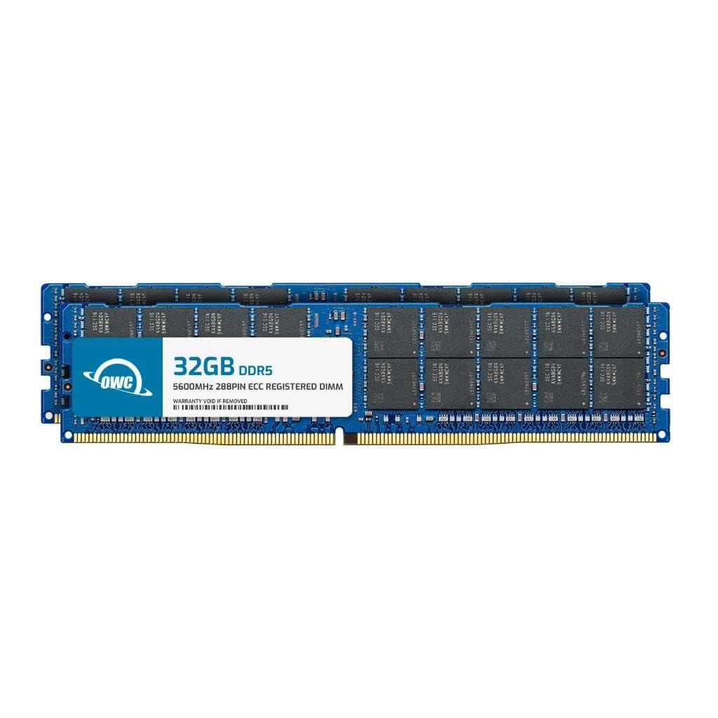 OWC OWC 64GB (2x32GB) DDR5 5600 PC5-44800 CL46 2Rx8 288-pin 1.1V ECC Registered RDIMM Memory RAM Module Upgrade Kit for Select Workstations or Servers