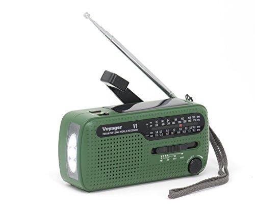 Kaito Kaito V1 Voyager Solar/Dynamo AM/FM/SW Emergency Radio with Cell Phone Charger and 3-LED Flashlight, Green