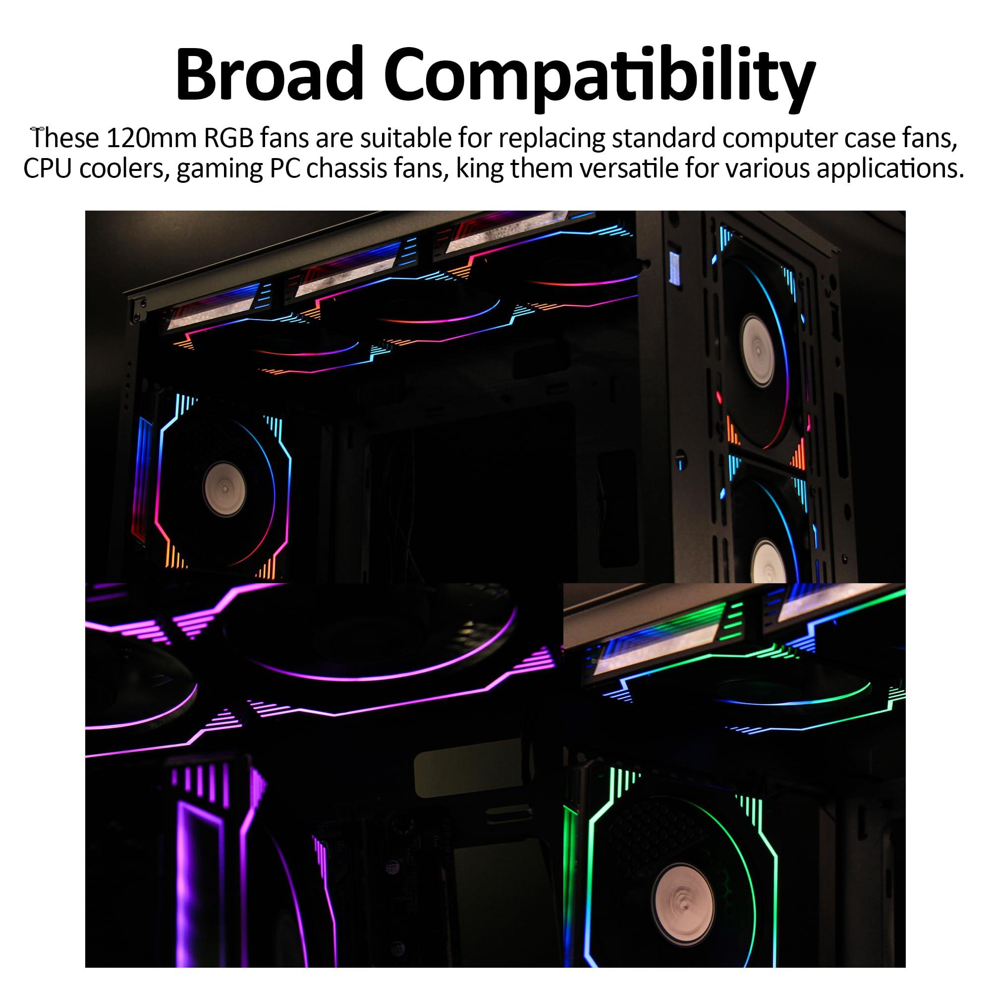 PANO-MOUNTS PANO-MOUNTS 120mm Infinity Mirror RGB Computer Fans 12V 6Pin Gaming PC LED CPU Case Cooler Chassis Quiet Fans with Adjustable Color Controlled by Remote 3-Pack Black