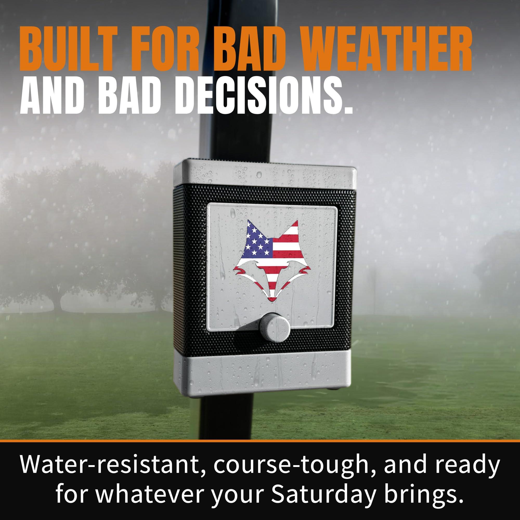 Desert Fox Desert Fox DJ-10 Wireless Golf Speaker - Bluetooth Speaker Built Specifically for Golf - Magnetic Attachment to Golf Cart (Gray w/US Flag)