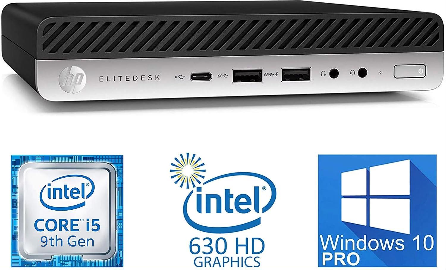 HP HP EliteDesk 800 G5 Mini Desktop PC Computer, 9th Gen Intel Core i5-9500T @3.7 GHz, 32GB RAM, 1TB SSD, HDMI, Displayport, USB Type-C, RJ-45/LAN, Windows 11 Pro (Renewed)