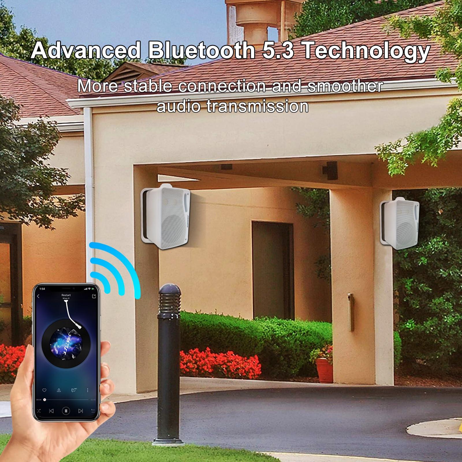 STUDIOFINIX STUDIOFINIX 3.5 Inch Outdoor Bluetooth Speakers Waterproof Wired,3 Way 200W Upgrade Premium Wall Mount Speakers,Ideal use in Patio,Deck, Indoor OutdoorWhite