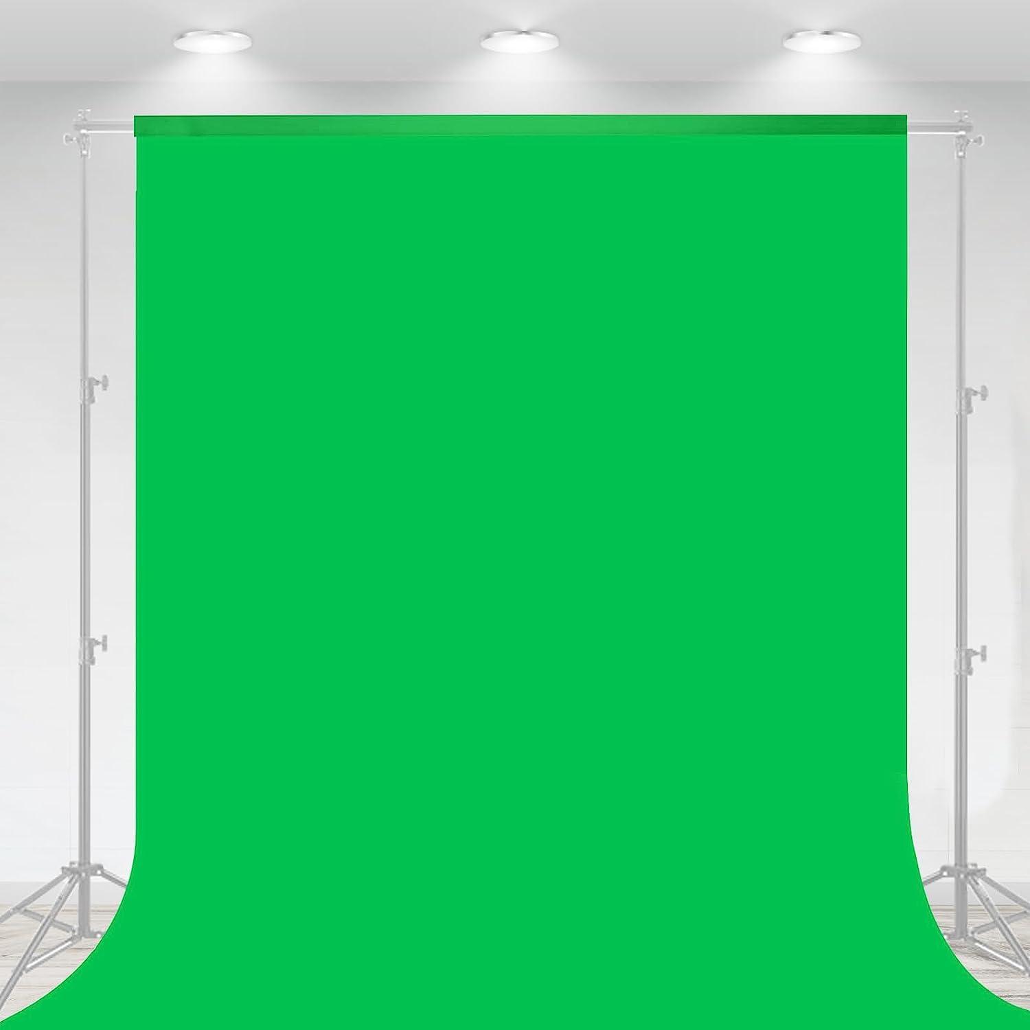 Aimosen Aimosen 10 X 7 FT Green Screen Backdrop for Photography, Chromakey Virtual GreenScreen Background Sheet for Zoom Meeting, Cloth Fabric Curtain for Party Decor Video Studio Calls Streaming Gaming Photo