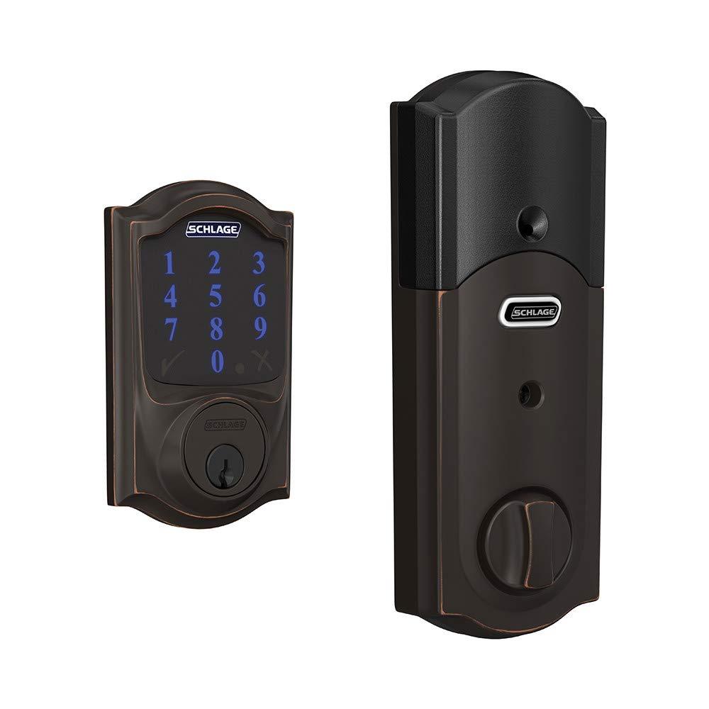 SCHLAGE SCHLAGE BE469NX Camelot Electronic Touchscreen Deadbolt C Keyway with 12344 Latch 10116 Strike Bright Brass Finish