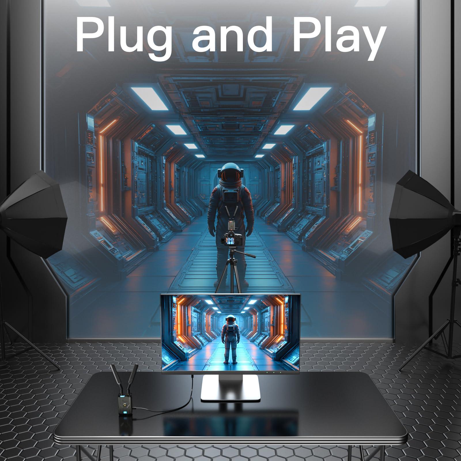 Tongtion Wireless HDMI Transmitter and Receiver 4K, 492FT Range Plug&Play HDMI Extender Kit, 5G HDMI Video Transmission System 4K Full HD for Streaming from DSLR/Laptop/Netflix/YouTube to TV/Projector